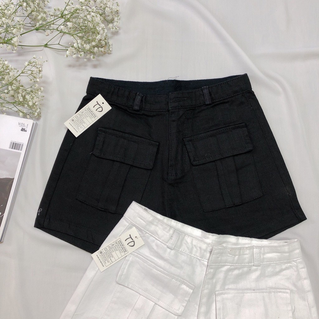 Quần short kaki phối 2 túi hộp trước hot hit xinh xinh
