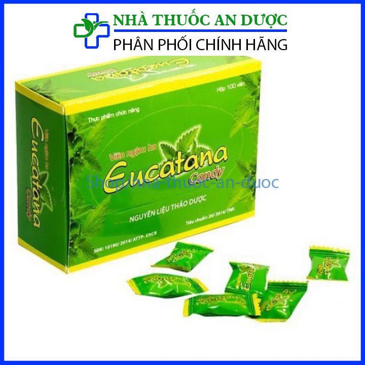 Hộp 100 viên Viên ngậm ho thảo dược Eucatana giáp giảm ho ấm họng , giảm ngứa ngừa viêm họng