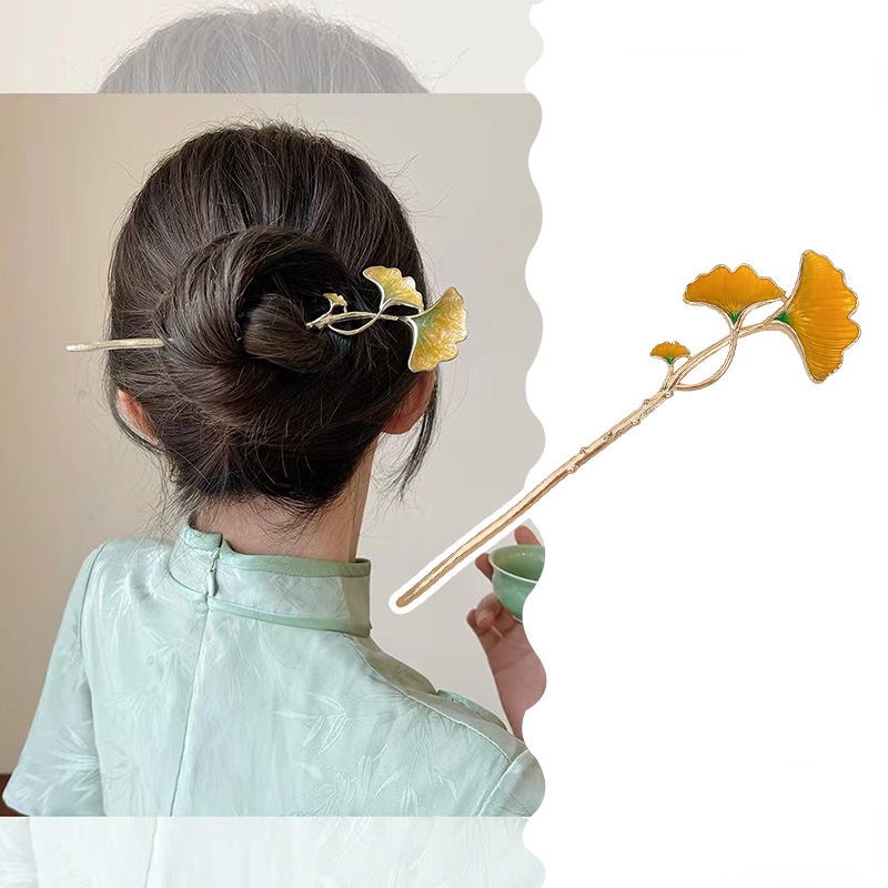 Kẹp Tóc Hình Lá Ginkgo Phong Cách Mori Cổ Điển