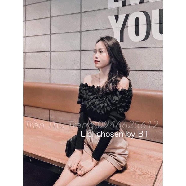 Áo len bèo trễ vai hàng QC