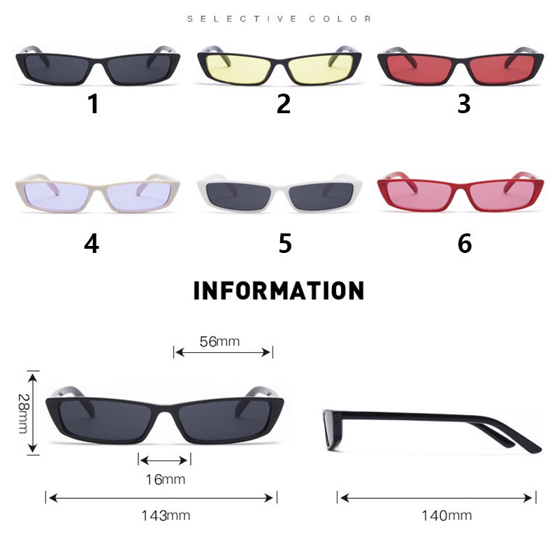 Kính mát gọng chữ nhật nhỏ thời trang nhiều màu tùy chọn
