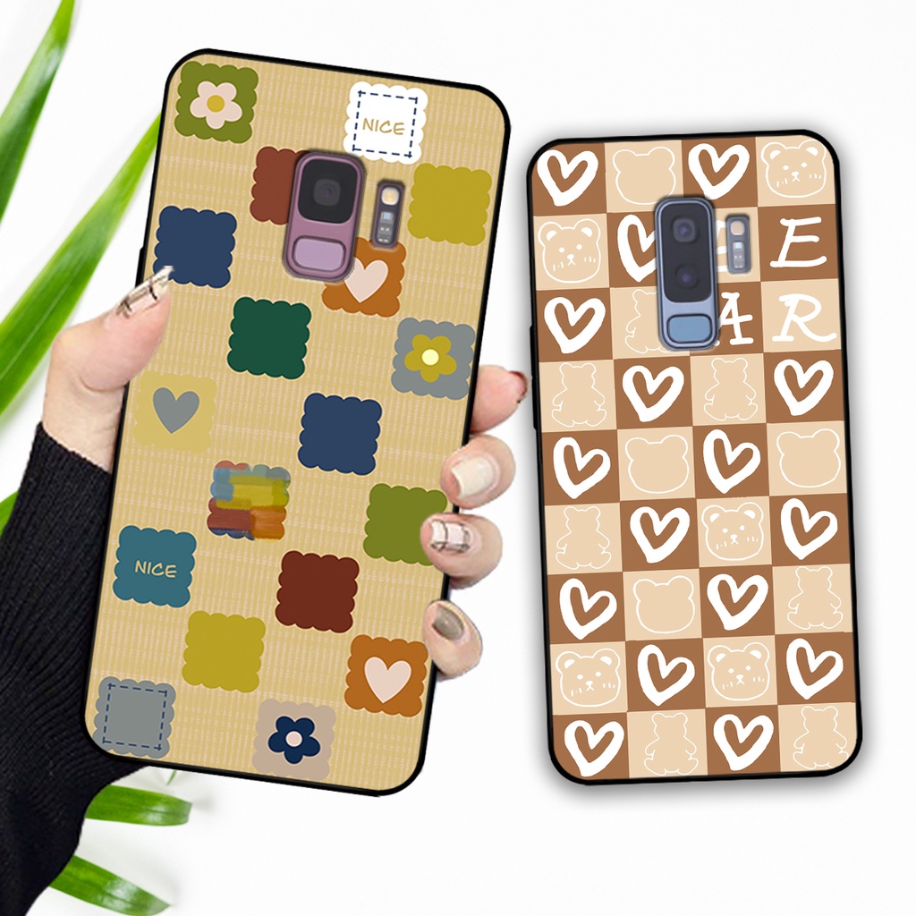 Ốp lưng Samsung S9 - S9 Plus - S9+ in họa tiết caro trái tim, gấu bear dễ thương