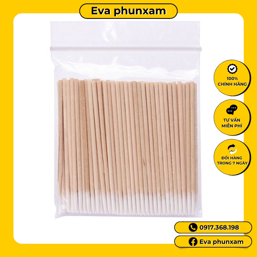 Tăm bông tre, đầu nhọn dùng trong phun xăm, nối mi