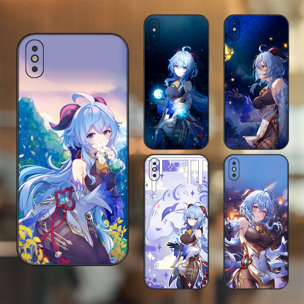 Ốp lưng iPhone Xs Max dẻo đen cạnh vuông in hình Ganyu Genshin Impact