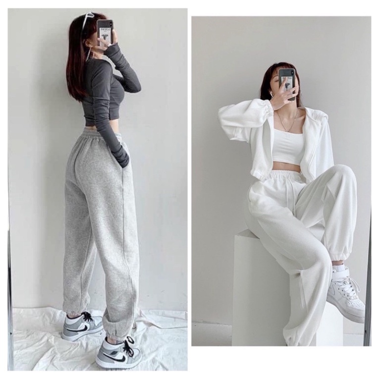 Quần jogger nữ nam quần thể thao dài ống bó ulzzang vải nỉ dày Mophus MQ010