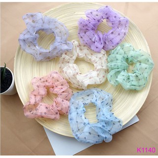 (New) Dây buôc tóc, cột tóc vải scrunchies voan ngôi sao cao cấp Orin K1140