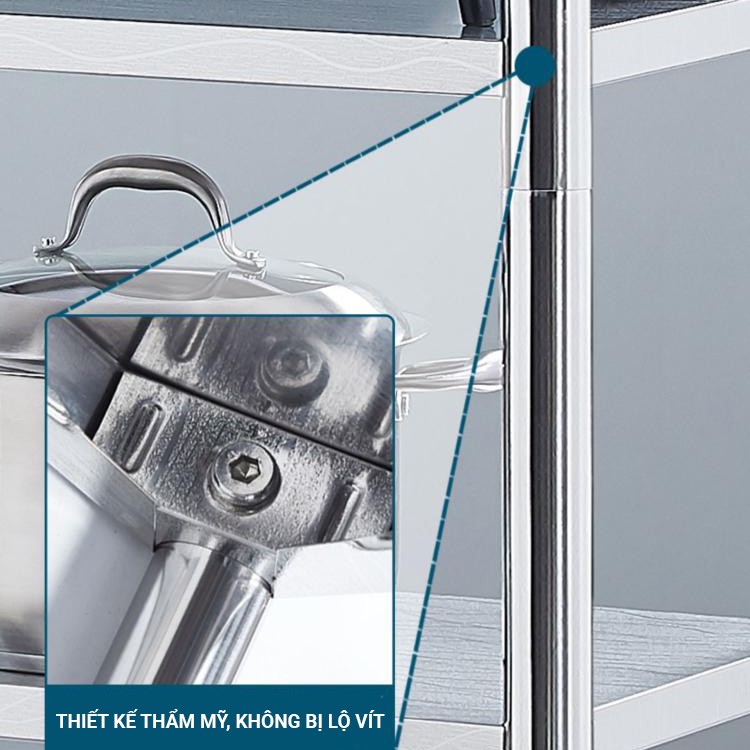 Giá kệ Inox để đồ 3,4,5 tầng đa năng mẫu đẹp để lò vi sóng kệ nhà bếp Vando | BigBuy360 - bigbuy360.vn