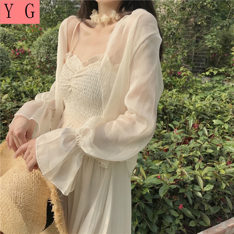 Áo Khoác Cardigan Vải Voan Mỏng Dáng Ngắn Thời Trang Mùa Hè Cho Nữ