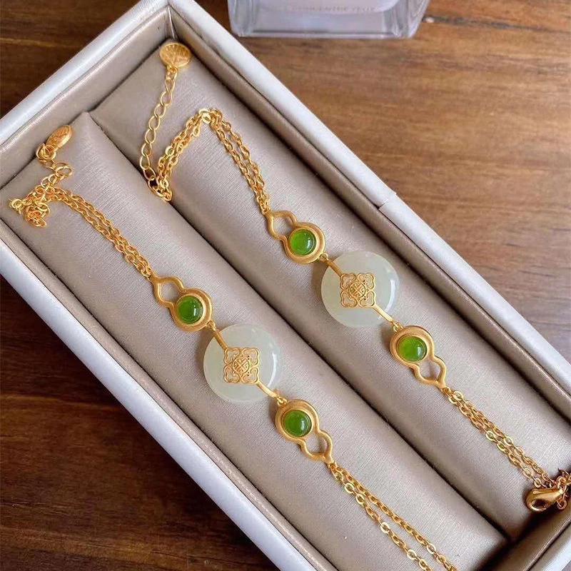 Vòng tay mặt đá phong cách Trung Hoa cổ điển mới cho nữ