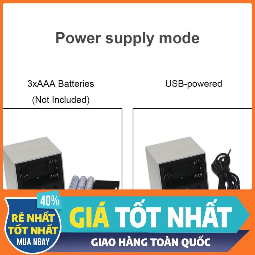 [XẢ KHO] (HCM ) Đồng hồ để bàn LED giả gỗ ô vuông đẹp - Báo thức - Nhiệt kế - chế độ vỗ tay tắt mở màn hình