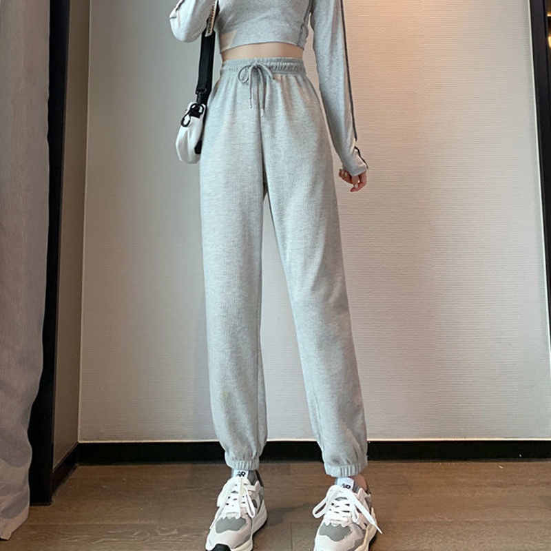 IELGY Quần Thể Thao Nữ Dáng Rộng Màu Xám