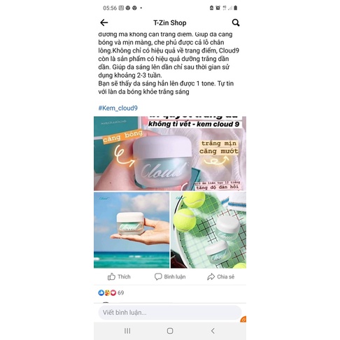 Kem Dưỡng Trắng Da Cloud 9 Blanc De Whitening Cream Hàn Quốc