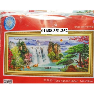 Tranh theu  phong canh tung nghenh khach 222823 147x69cm