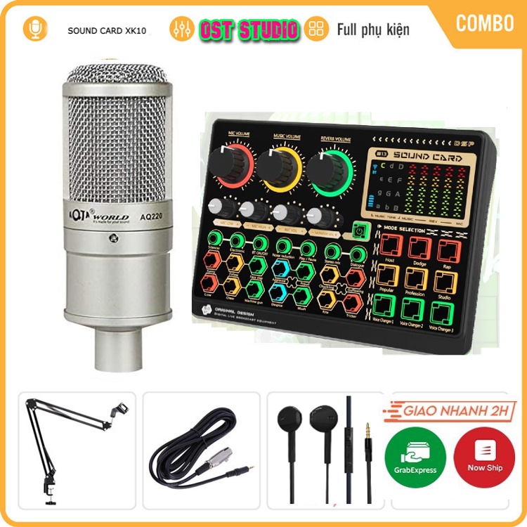 Combo Thu Âm Sound Card B13 2022 Mic AQTA AQ220 . Thu Âm, Livestream, Tiktok,Bigo... Dễ Dàng Lắp Đặt. Bảo Hành 12 Tháng