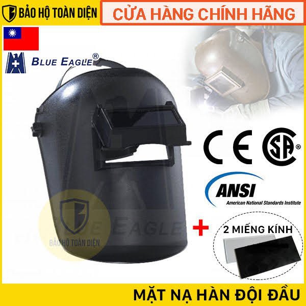 Mặt nạ hàn Blue Eagle 633P (đã gồm kính), mo hàn đội đầu chuyên dụng cho thợ hàn. Có thể điều chỉnh quai đeo đầu