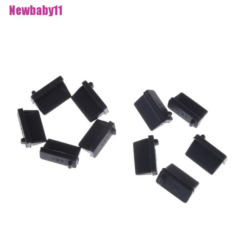 Set 10 Nút Bịt Ổ Cắm USB Chống Bụi Bằng Cao Su Màu Đen Hình Chữ A