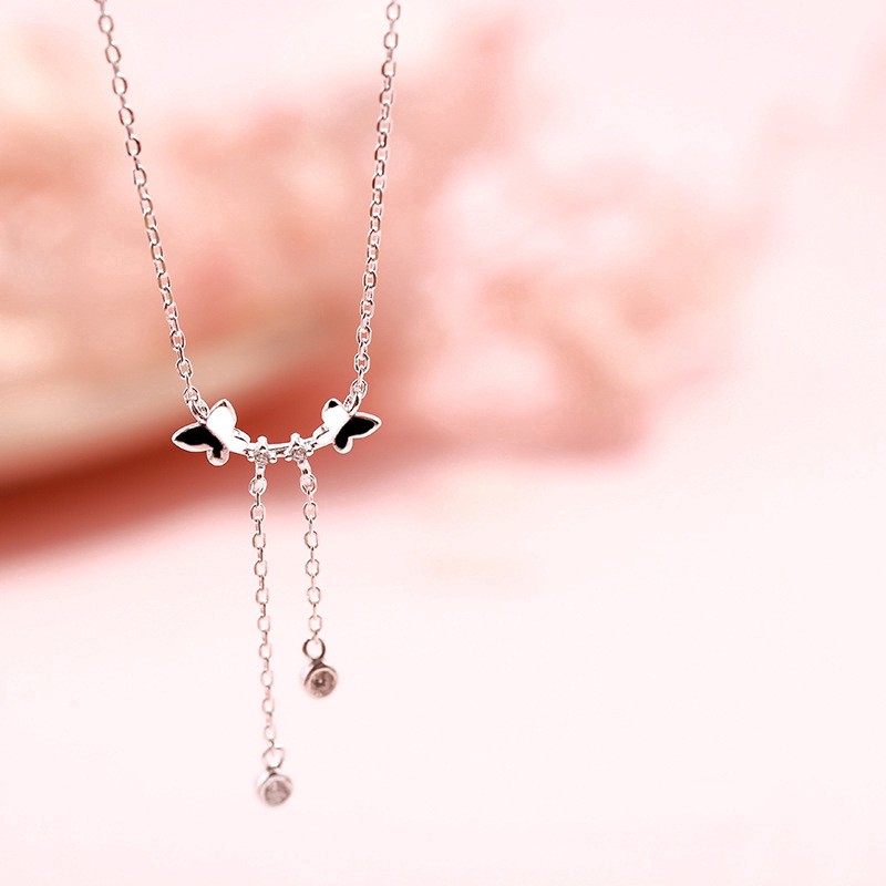 Dây chuyền bạc 925 hình bươm bướm đính đá pha lê sang trọng cho nữ ANTA Jewelry - ATJ3013