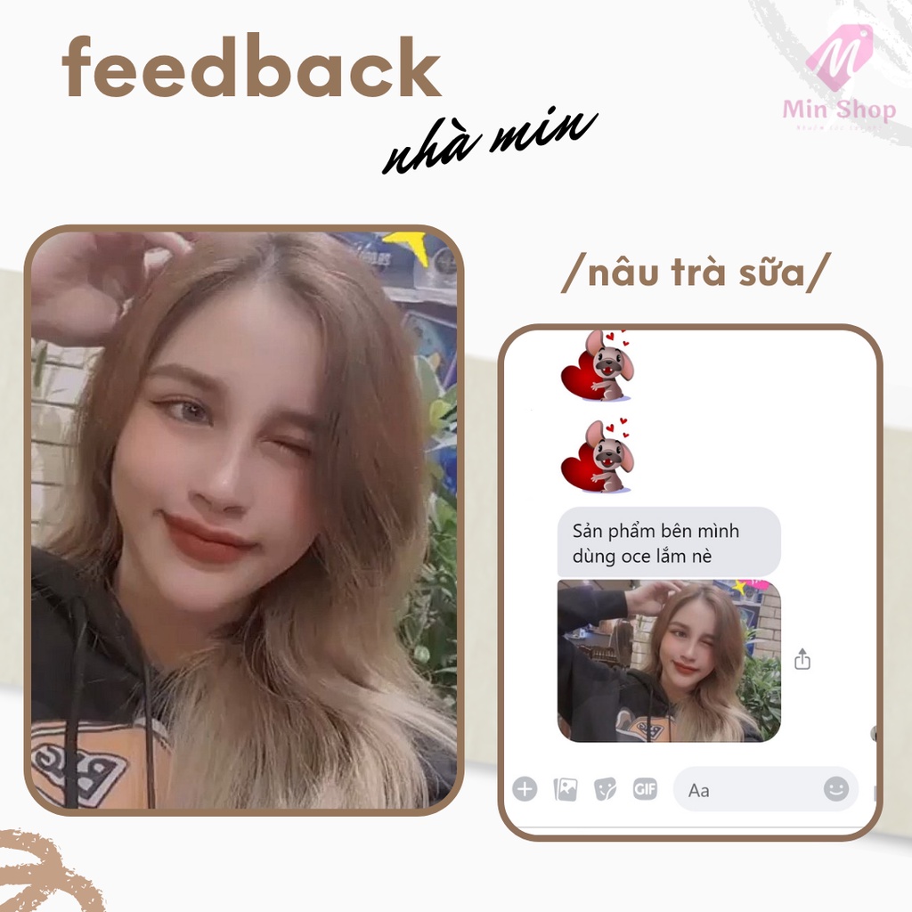 Thuốc nhuộm tóc, thuốc nhuộm tóc Trà Sữa MIN.HAIR, tặng kèm oxy trợ dưỡng và bao tay