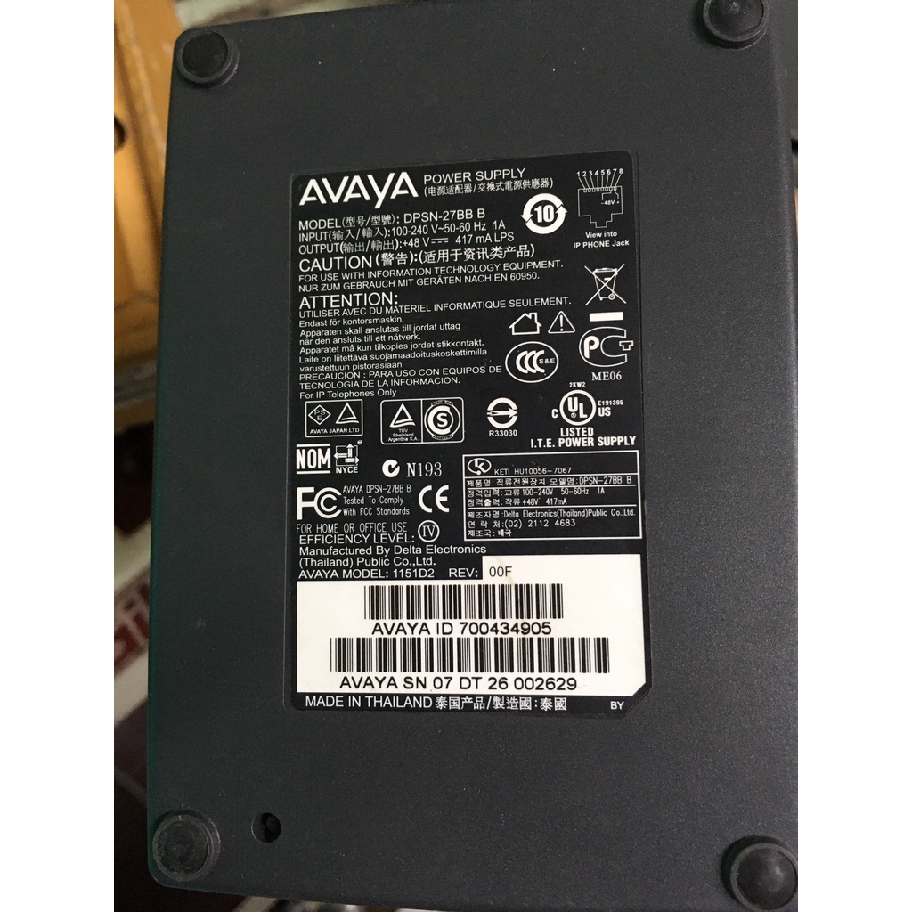 QUA SỬ DỤNG Mô-đun Nguồn Poe 48v 0.4a Avaya Asia Avaya 1151d2 - Dpsn-27bb B