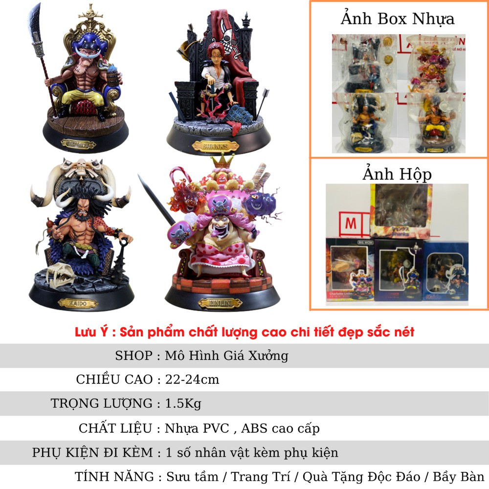 Mô hình One Piece Tứ Hoàng Shanks Kaido Râu Trắng BigMom cao 22-24cm + phụ kiện đi kèm , figure one piece