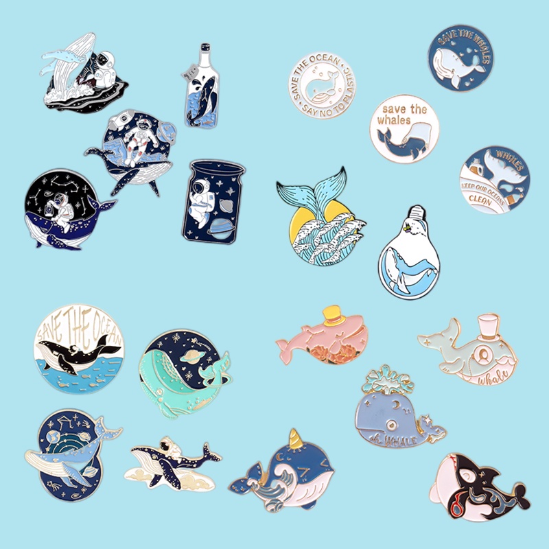 Ghim Cài Áo Hình Động Vật Biển / Phi Hành Gia / Cá Mập / Cá Voi / Cá Voi Bảo Vệ Hộ Mệnh Cho Bạn Bè 50 Kiểu