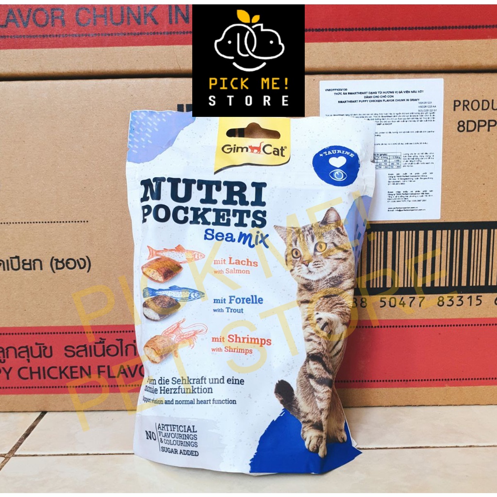 [Gói 150g] Snack GimCat Nutri Pockets - Bánh Quy Thưởng Giòn Dinh Dưỡng Có Nhân Dành Cho Mèo