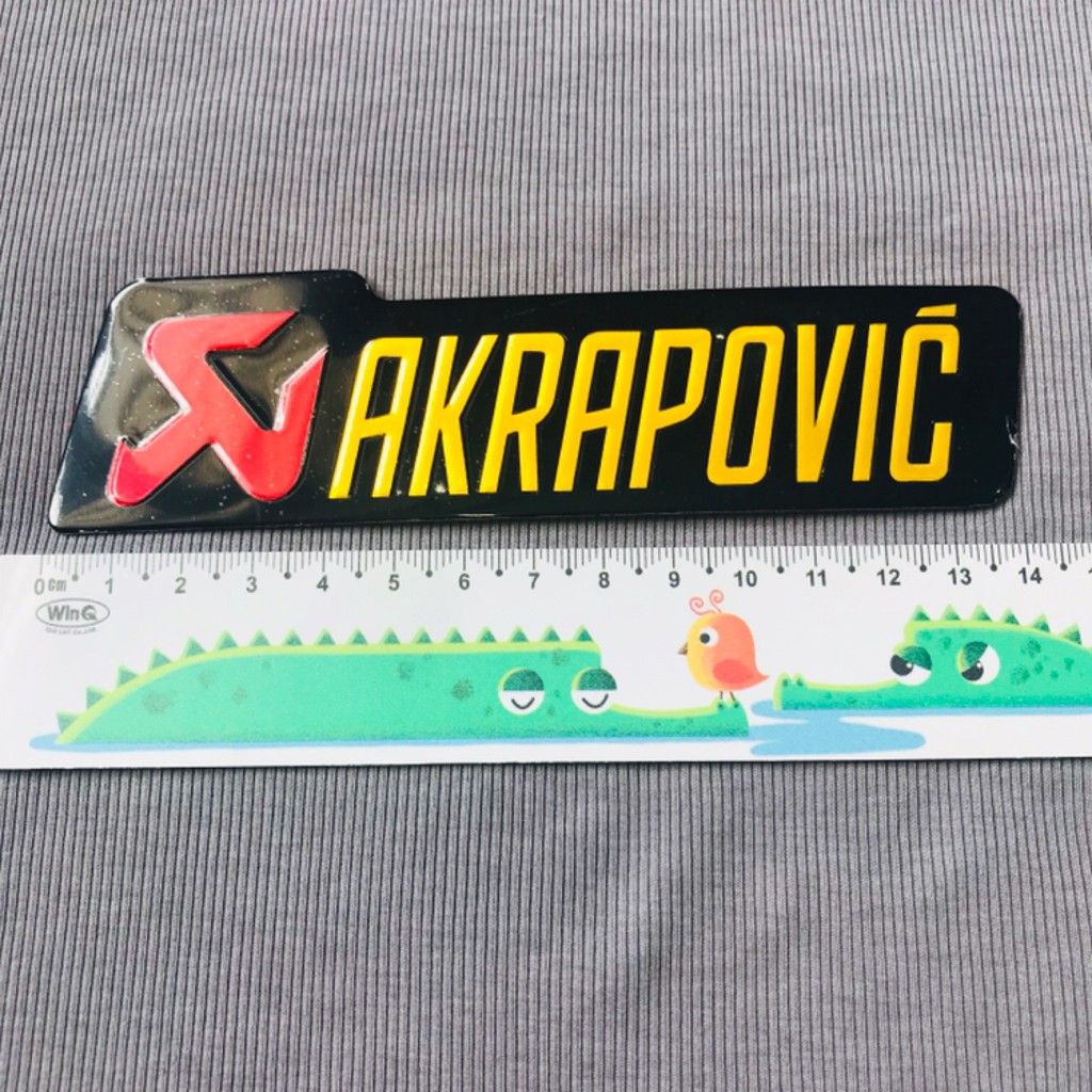 Tem nhôm Arkapovic kích thước 14cm dán trang trí xe máy