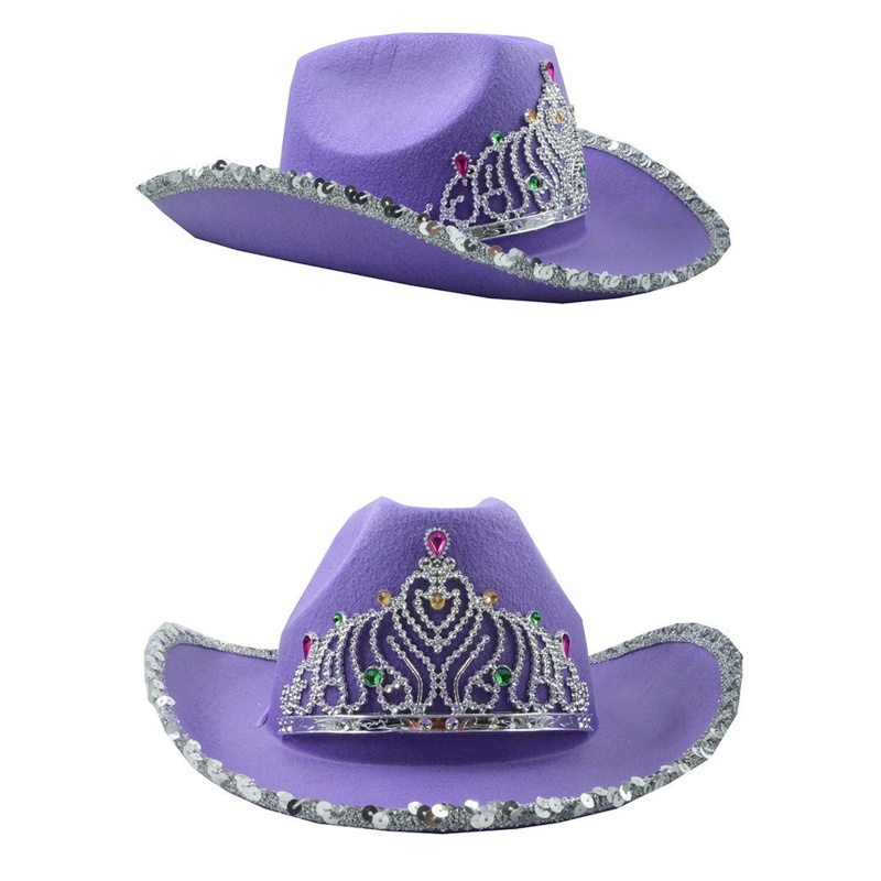 Mũ Cao Bồi Đính Vương Miện Kim Sa Phong Cách Cao Bồi Phương Tây Cho Lễ Halloween