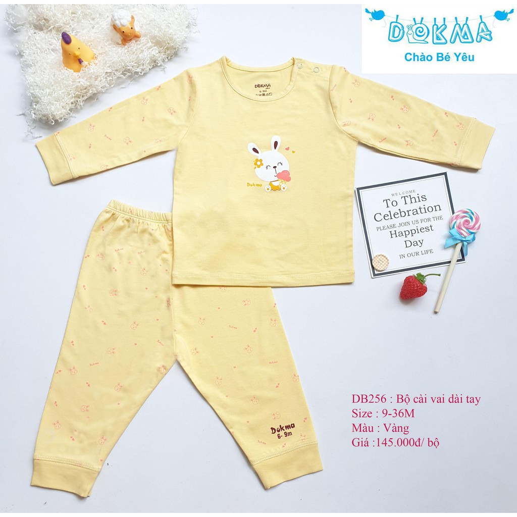 Dokma - Bộ cài vai sơ sinh chất bamboo cho bé 9-36m DB256