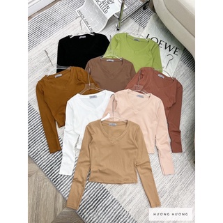 Áo thun nữ dài tay cổ tim