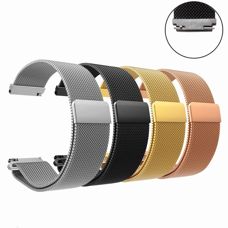 Dây đồng hồ Milanese mesh thép lưới không gỉ 18mm 20mm 22mm kèm chốt thông minh cho đồng hồ thông minh các hãng SWA DM01
