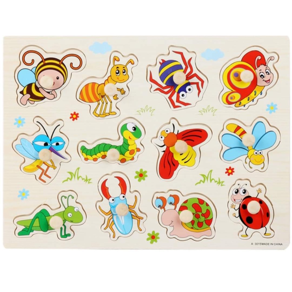 Bảng ghép hình thông minh có nhiều núm nhiều chủ đề bằng gỗ