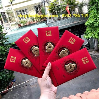 Combo 5 Bao lì xì Thần Tài Mạ Vàng Lồng Đèn, Làm vật phong thủy, trang trí trong nhà - SP000354