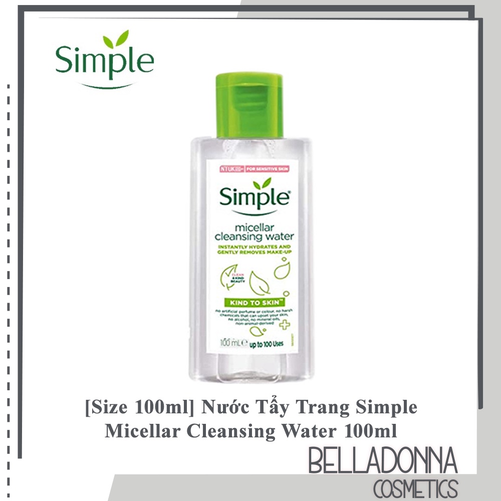 [3 Size] Nước Tẩy Trang Dịu Nhẹ Simple Kind To Skin Cleansing Micellar Water [100ml/200ml/400ml]