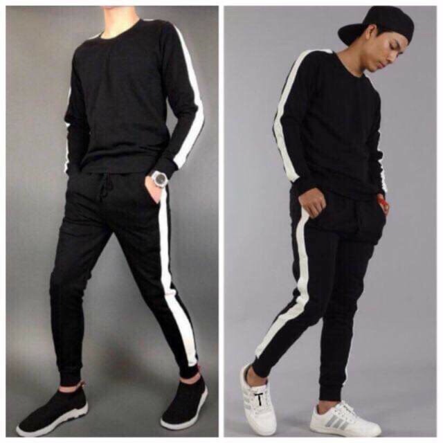 TOÀN QUỐC_ Bộ nỉ nam thể thao phối tay phối quần.