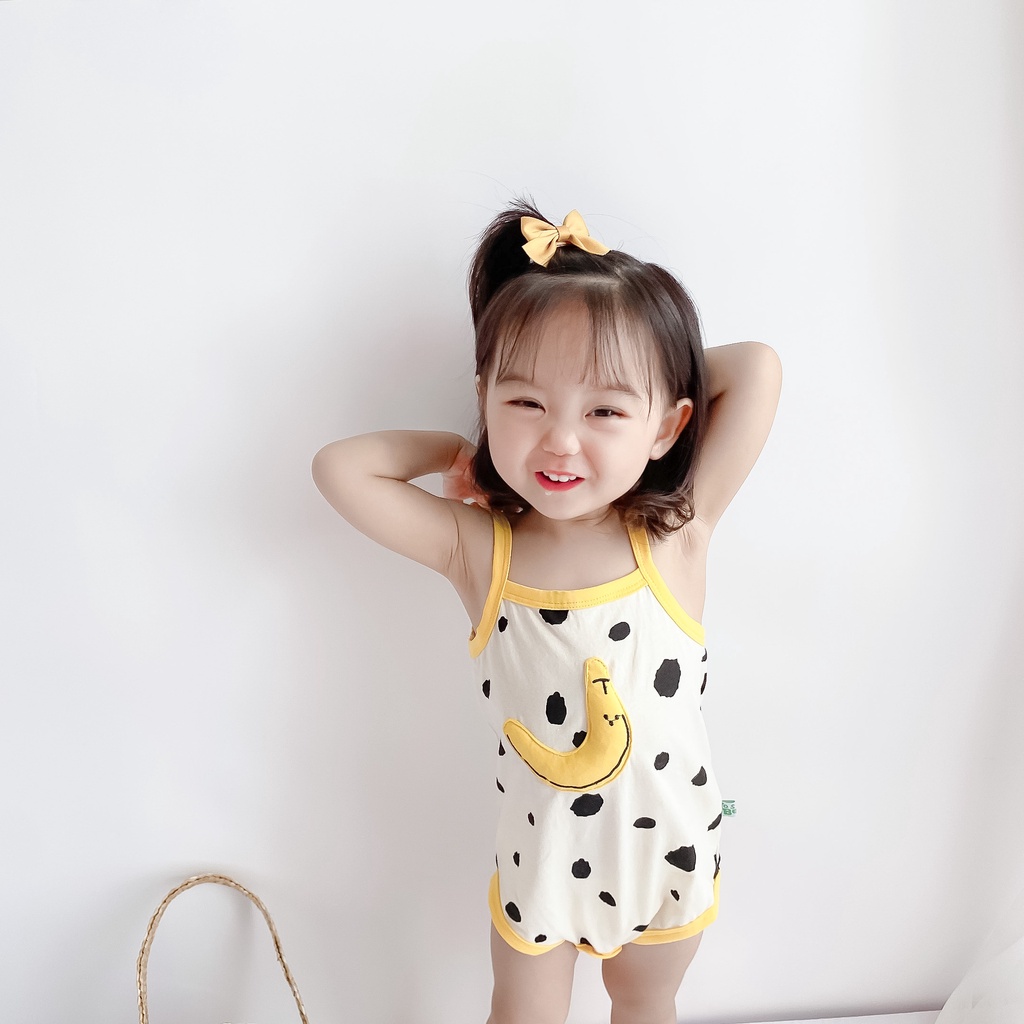 Áo Liền Quần Không Tay Họa Tiết Trái Chuối Thời Trang Mùa Hè cho bé 0-2 Tuổi