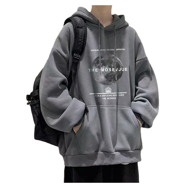 Áo hoodie dáng rộng trang trí chữ phong cách Nhật Bản thời trang mùa đông cho nam và nữ size M-5XL
