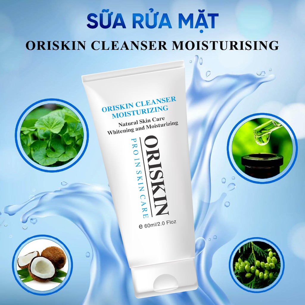 Gel rửa mặt làm sạch da, Sữa rửa mặt dành cho da dầu nhạy cảm Oriskin cleanser moisturizing 60ml