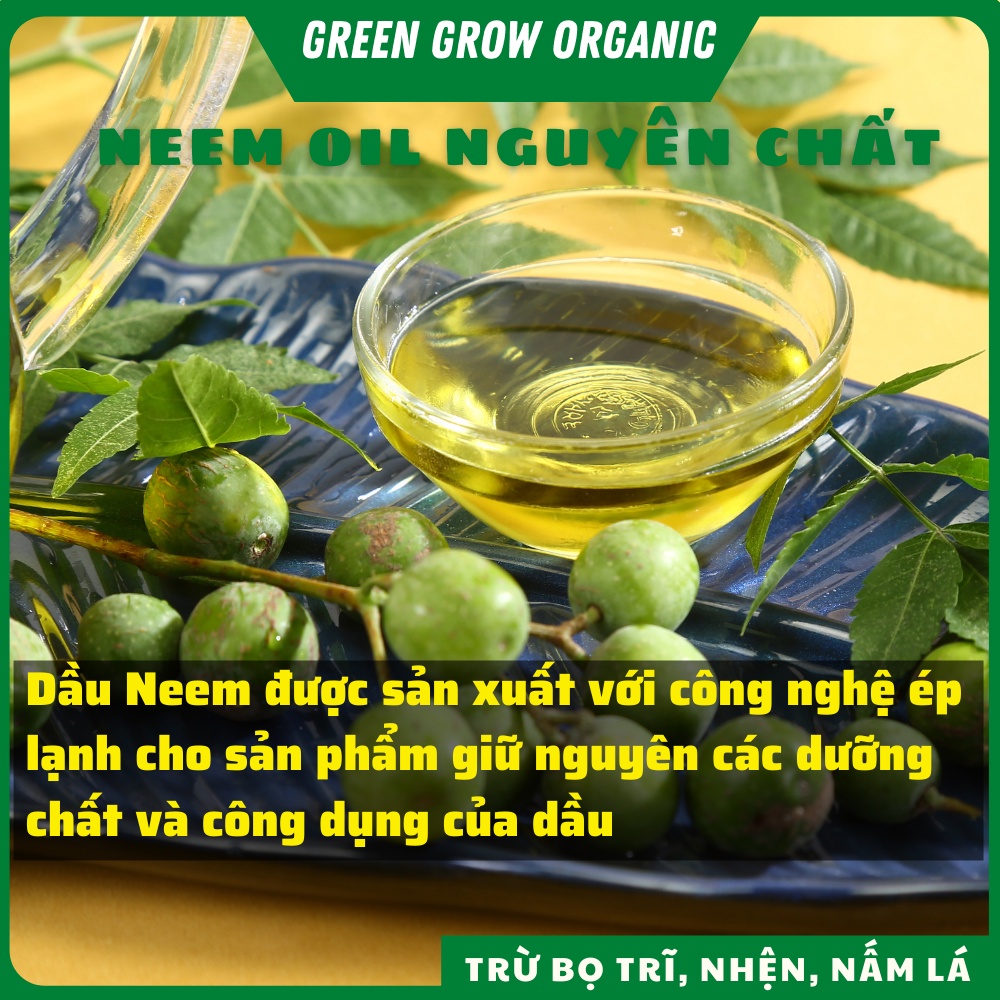 Tinh dầu Neem oil Green Grow Organic phòng trừ sâu bệnh bọ trĩ nhện đỏ nấm lá cho Hoa Hồng và các loại hoa kiểng MS185