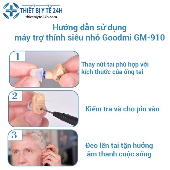 Máy Trợ Thính, Tai Nghe Trợ Thính Siêu Nhỏ Goodmi GM-910 - Tự Động Giảm Tiếng Ồn, Xử Lý Âm Thanh Hiện Đại Nhất