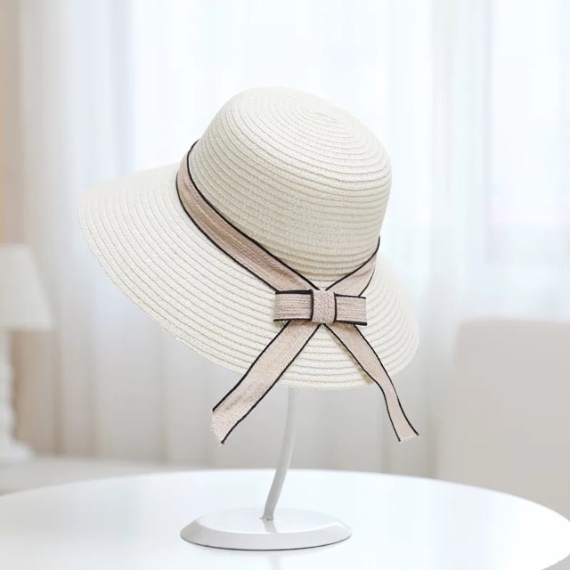 Mũ Cói pilu Đi Biển gắn ruy băng 2