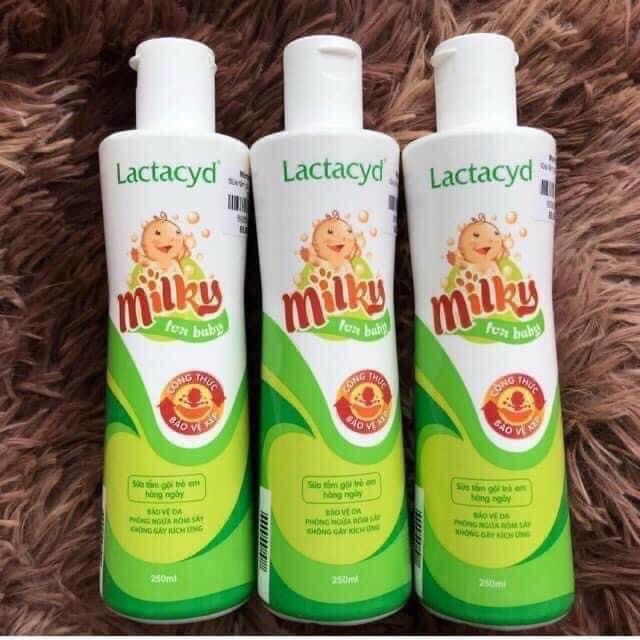 Sữa tắm gội cho bé Lactacyd Milky 250ml _ shop mẹ xíu