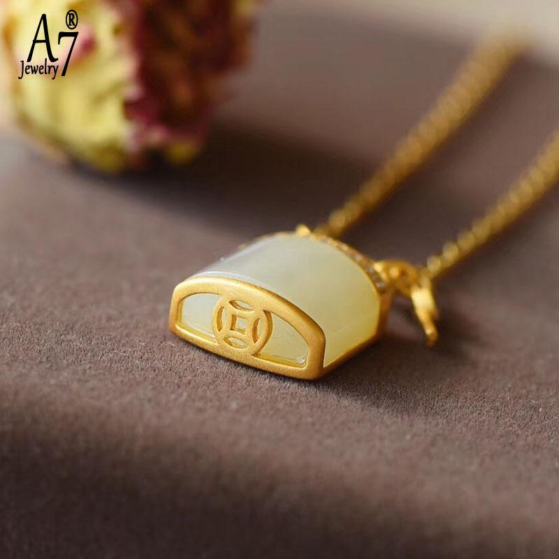 Bộ Vòng cổ Bạc S925 Mặt Ngọc Bích Trắng Cổ Điển Lâu Trôi Nhiều Màu Sắc Tùy Chọn Cho Nữ