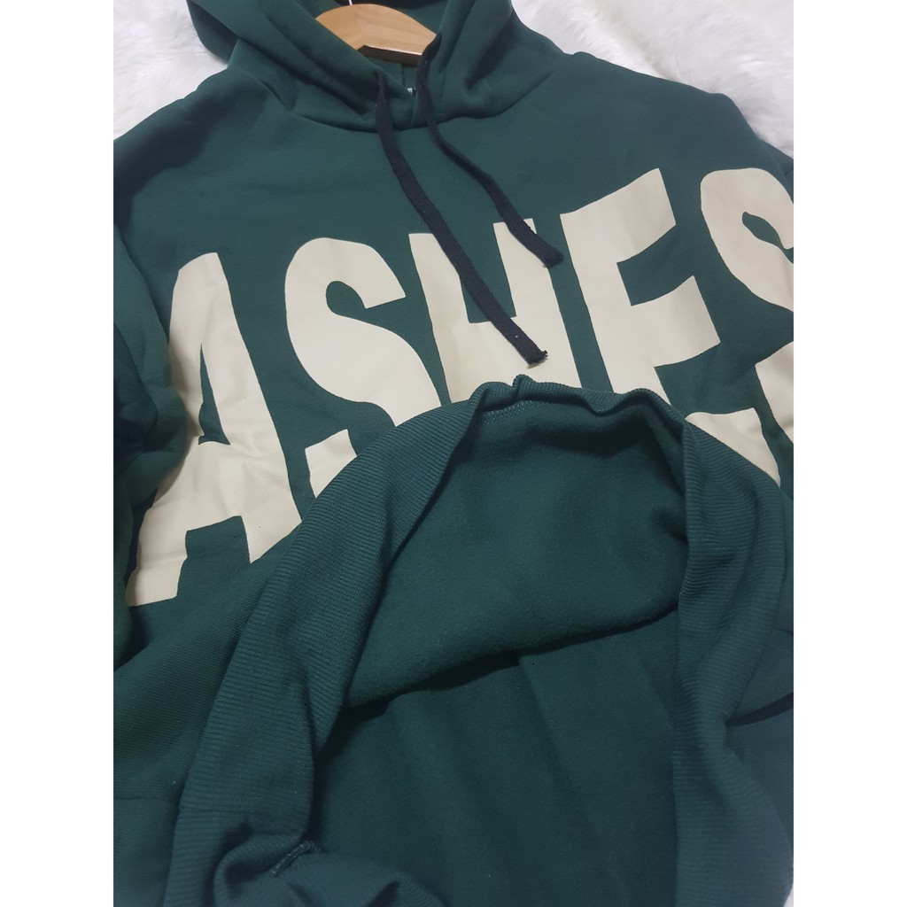 Áo hoodie Ashes vải dạ xanh rêu HD001