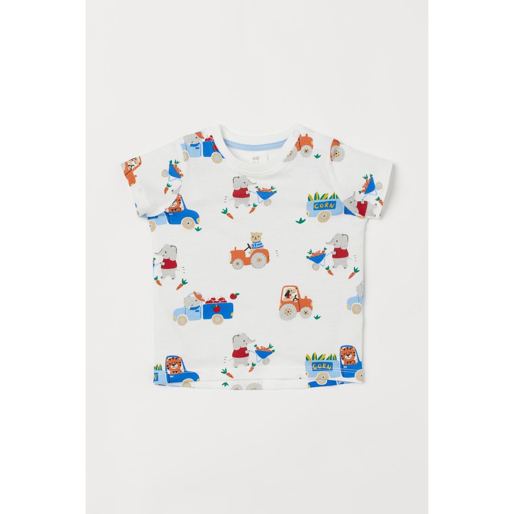 Áo phông trắng động vật HM H&amp;M sz 12-18m_hàng chính hãng authentic