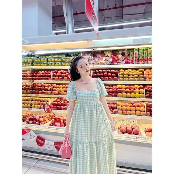 (form bigsize đến 95kg)Váy bầu Kẻ Babydoll Chun Sau 2 Màu Siêu Xinh