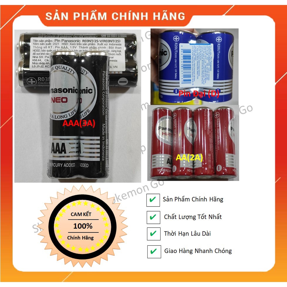 Pin Panasonic Chính Hãng Pin AA / PIN 2A / Pin AAA / Pin 3A / Pin Đại / Pin D Made In Indonesia