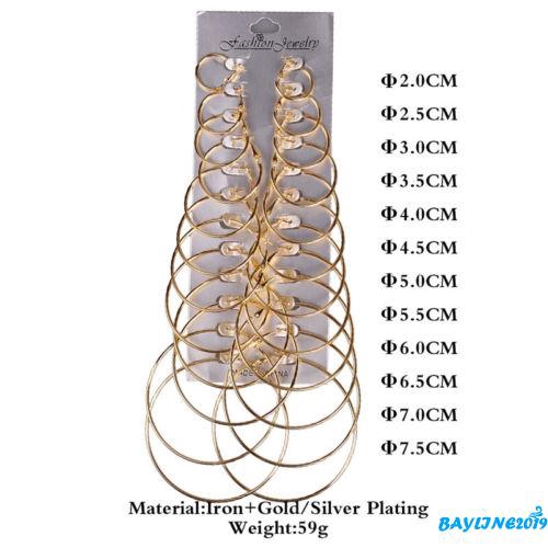 Bộ 12 đôi khuyên tai tròn thời trang độc đáo