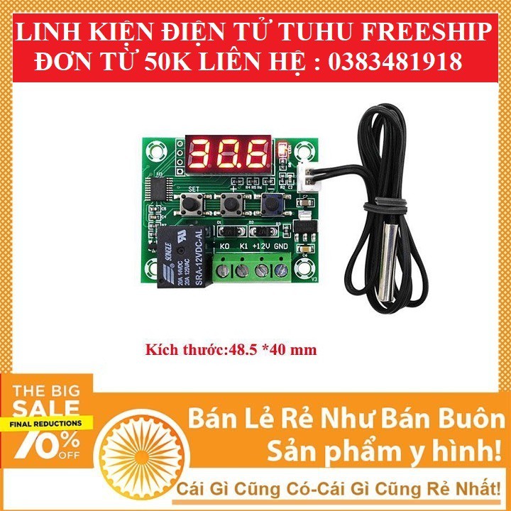 Mạch cảm biến kiểm soát nhiệt độ XH - W1209 với relay 12V chế lò ấp trứng, lò sưởi DIY...