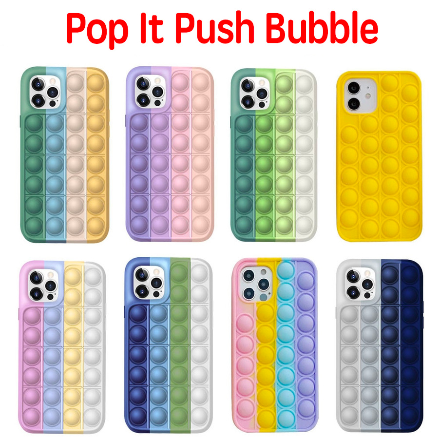 COD Hộp đựng điện thoại Pop It Push Bubble 2 trong 1 Đồ chơi thần tài giảm căng thẳng cho iPhone 12 Pro Max Mini 11 XS Max XR 7 8 Plus